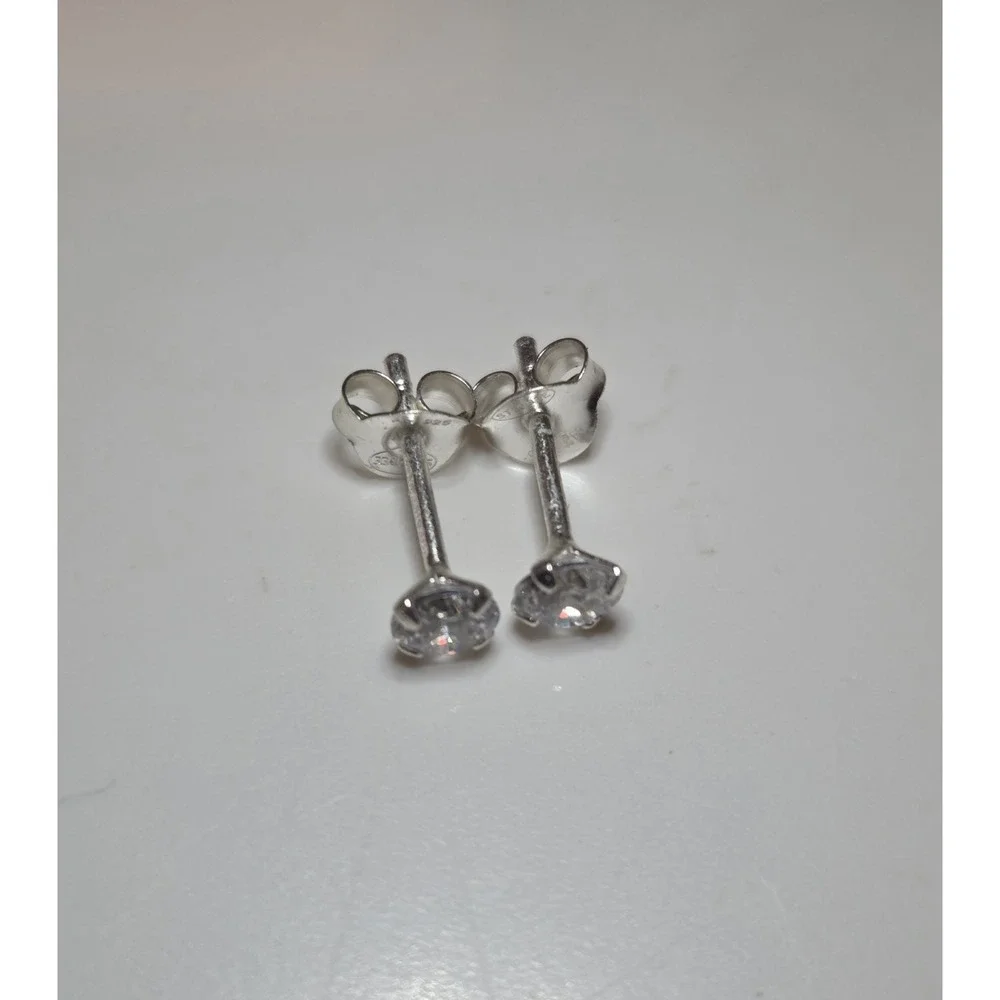 Ste◇Bee Sterling Silver‎ 3.5mm Stud CZ Earrings Baby Toddler Earrings